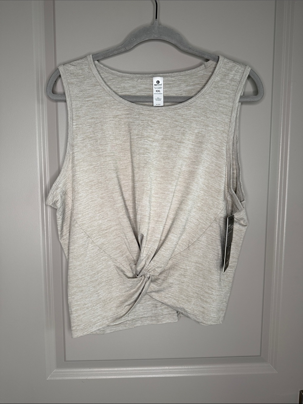 90 Degree By Reflex Twist-Front Tank Top - Light Heather Beige
